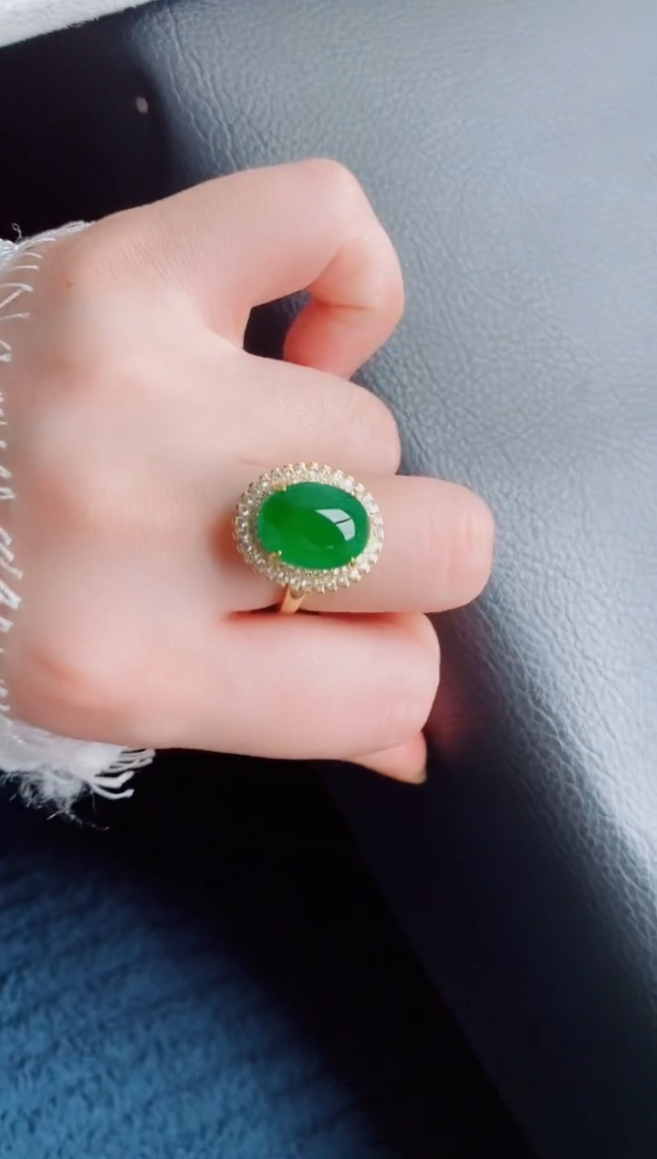 【闪购商品】翡翠戒指银S925镶嵌天然a货翡翠245