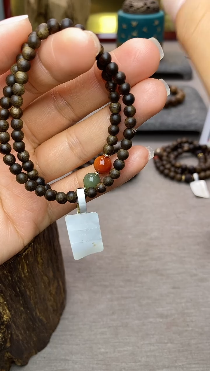 【闪购商品】沉香手串越南芽庄白棋0.4+配饰 沉水双圈款