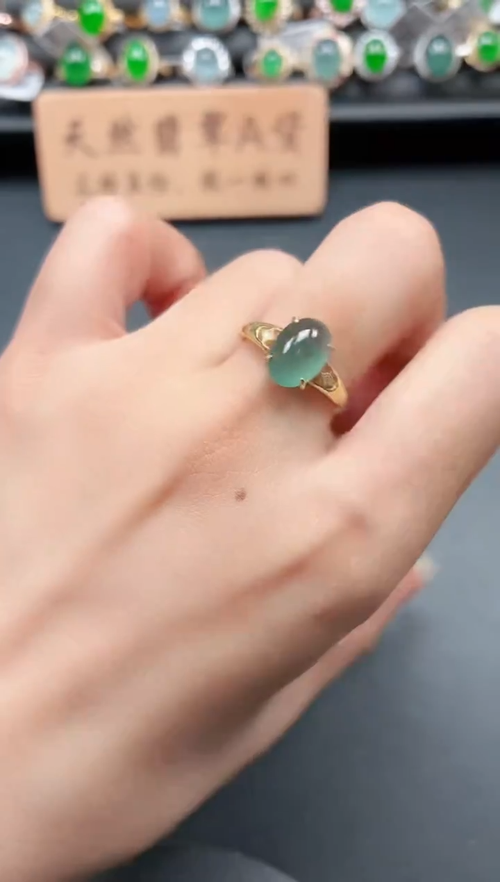 银S925镶嵌戒指翡翠11