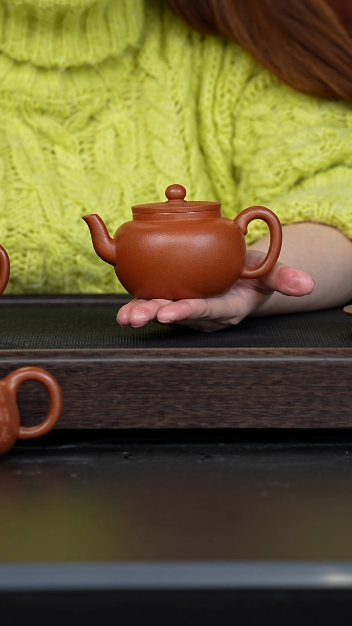 【闪购商品】紫砂茶壶大红泥平盖莲子