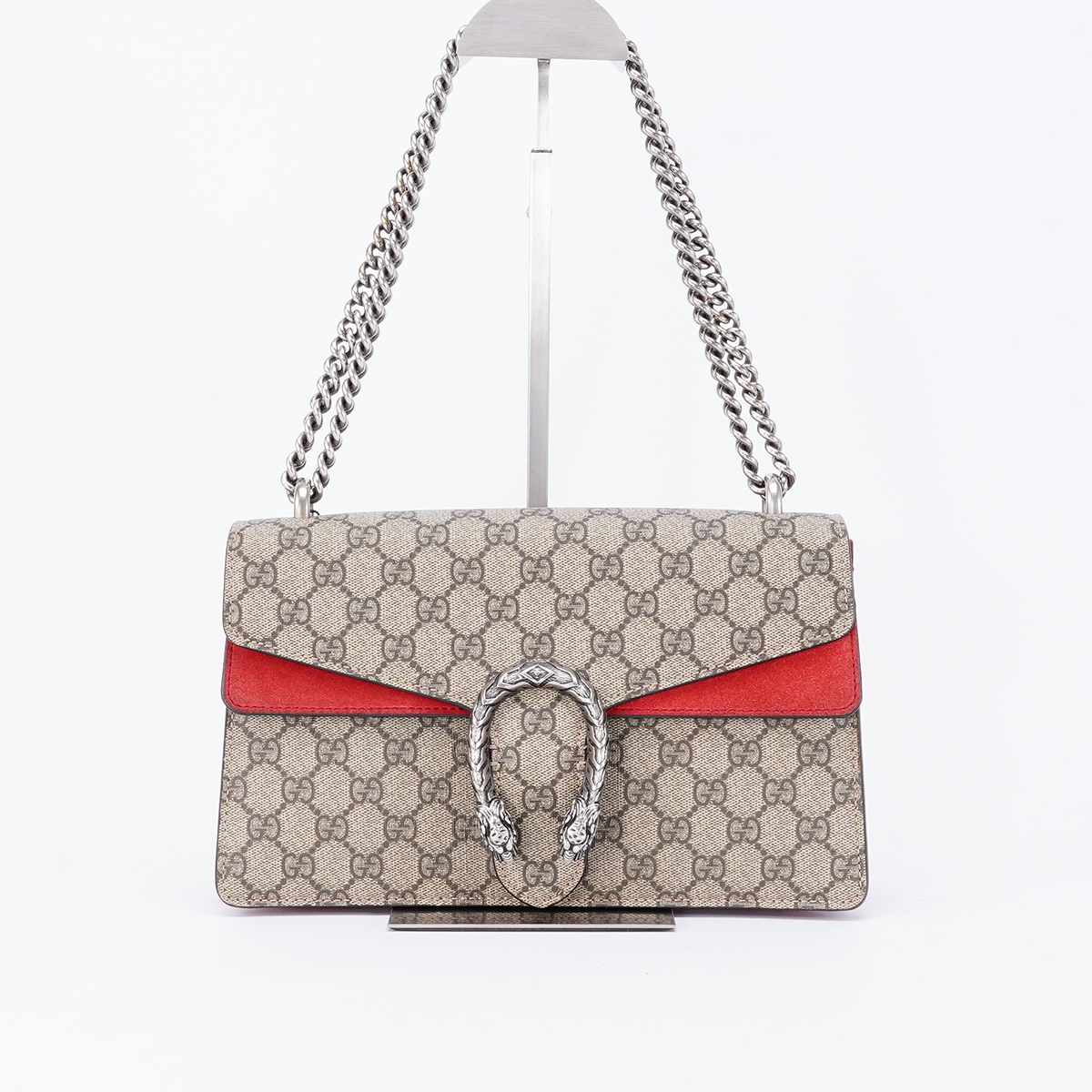 95新 GUCCI/古驰 【桔夕静文】老花拼红酒神中号包/BG22001740