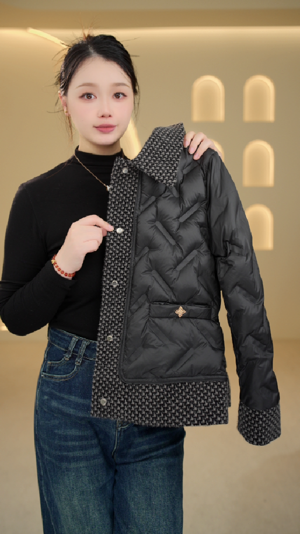 【杭州高定正品】小香风羽绒服2025上新定制色高级保暖外套YRF5230