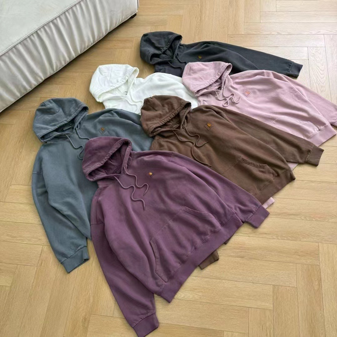 W002A/W2025新款水洗做旧套头连帽卫衣