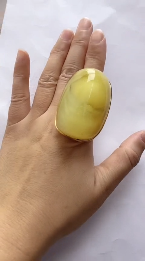 【闪购商品】琥珀裸石银S925镶嵌蜜蜡戒指