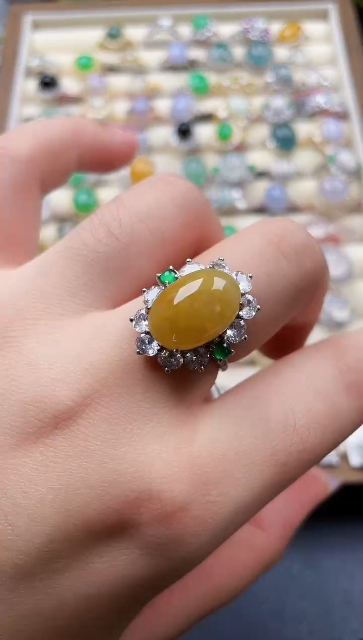 银S925镶嵌戒指翡翠175