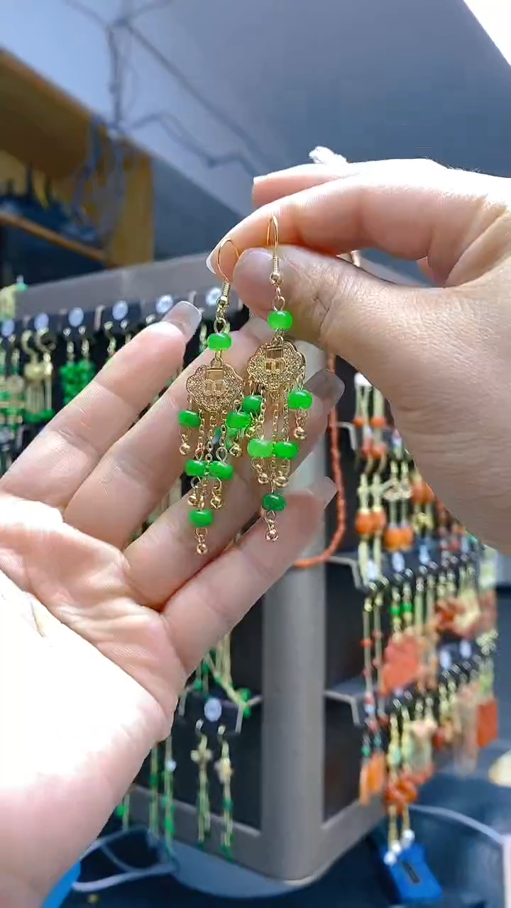 【闪购商品】翡翠耳饰合金451翡翠耳钩