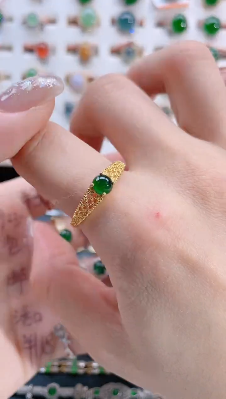 银S925镶嵌戒指翡翠天然翡翠