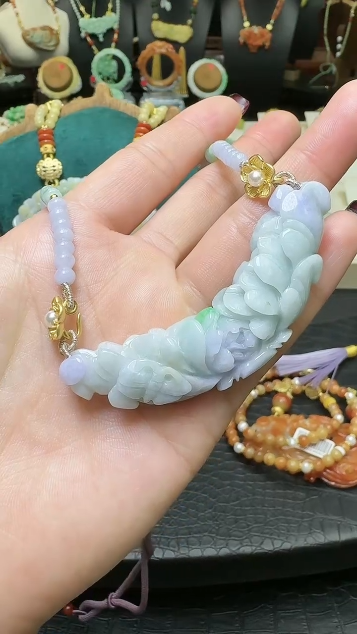 【闪购商品】翡翠颈饰未镶嵌翡翠花毛衣链