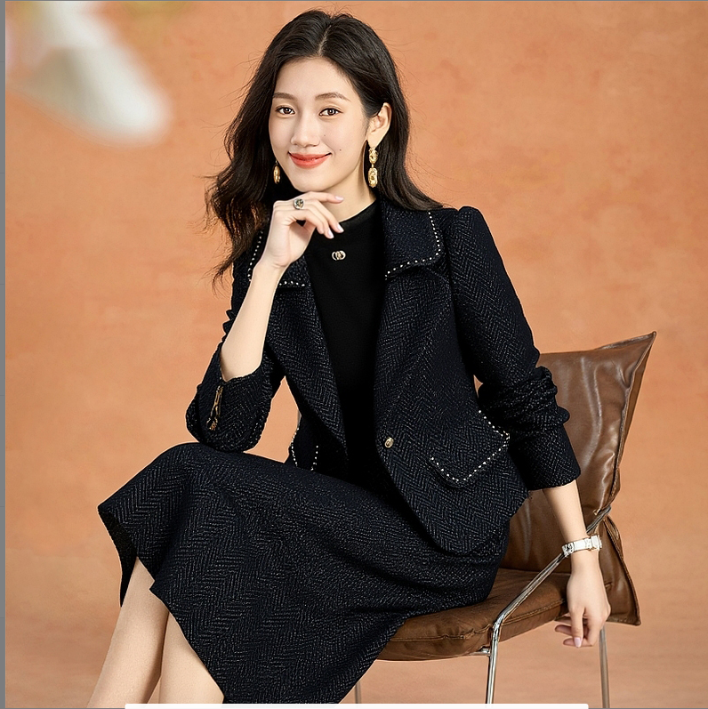 6633巨好看品牌两件套装连衣裙西装小香风套装