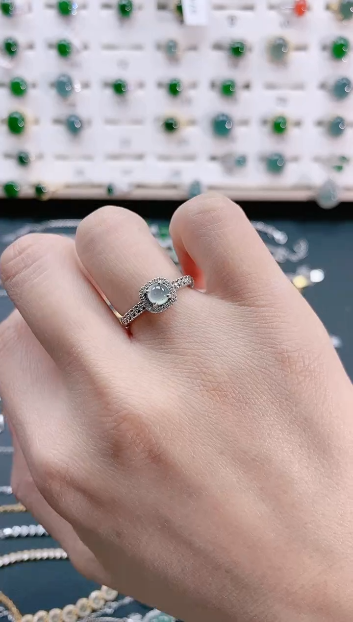 【闪购商品】翡翠戒指银S925镶嵌天然翡翠