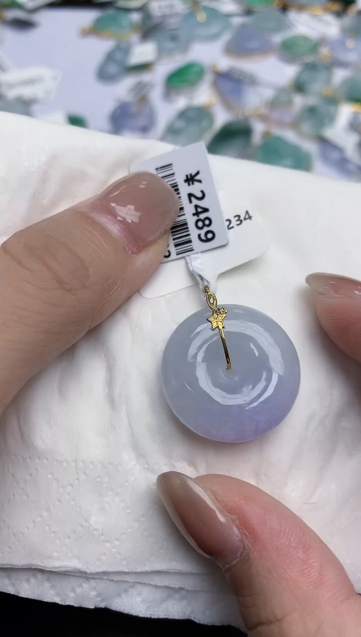 【闪购商品】翡翠颈饰18K金镶嵌天然缅甸翡翠A货