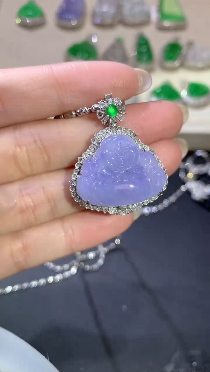 【闪购商品】翡翠吊坠(不含链)18K金镶嵌d999