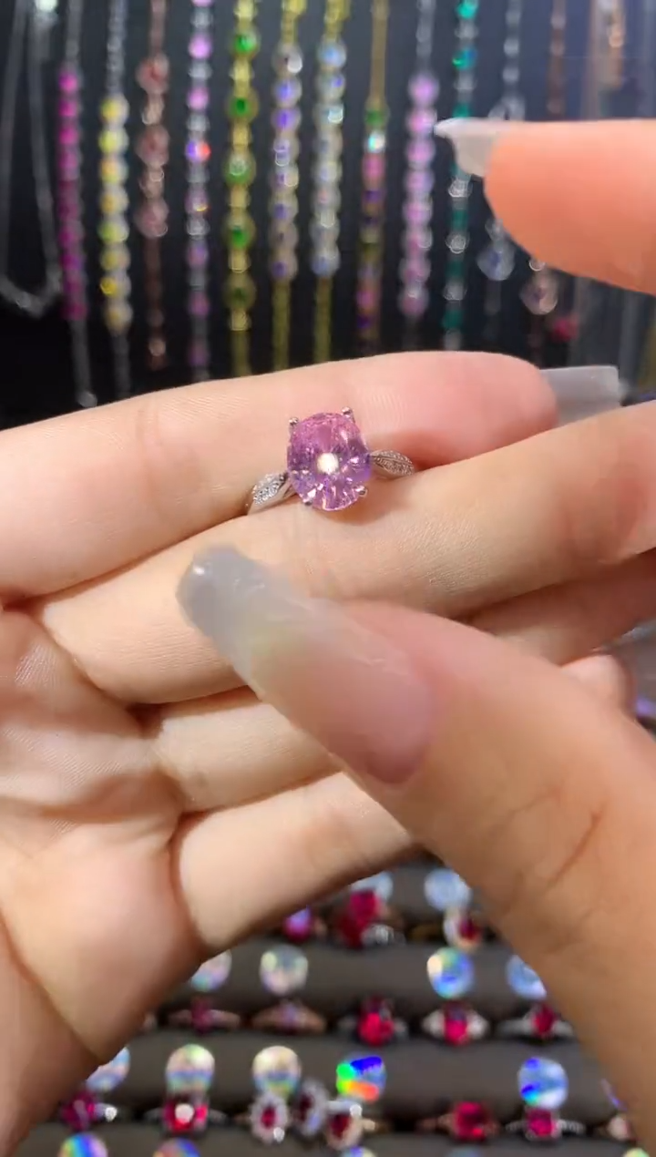 蓝宝石戒指银S925镶嵌810