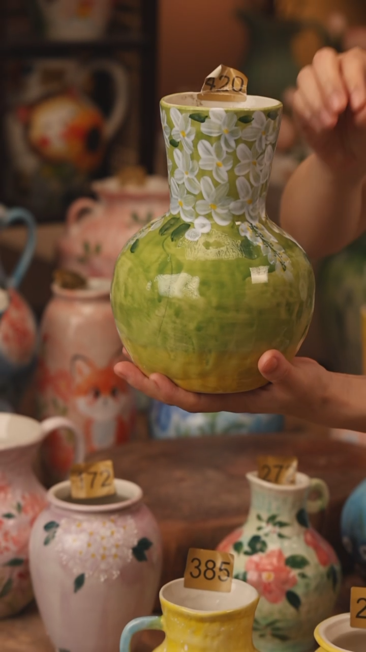 陶瓷420景德镇设计师手作花器摆件侘寂风