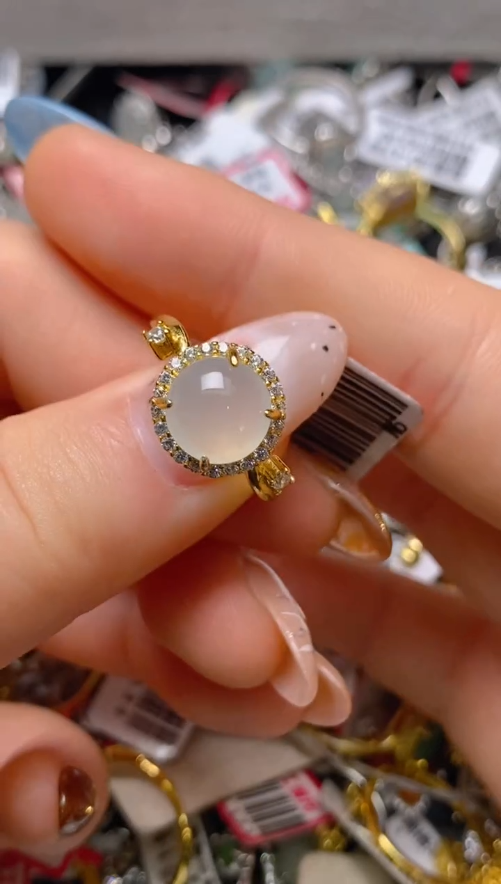 银S925镶嵌戒指翡翠百内无证书