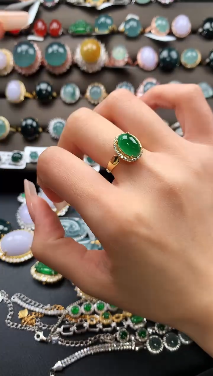 【闪购商品】翡翠戒指银S925镶嵌548476