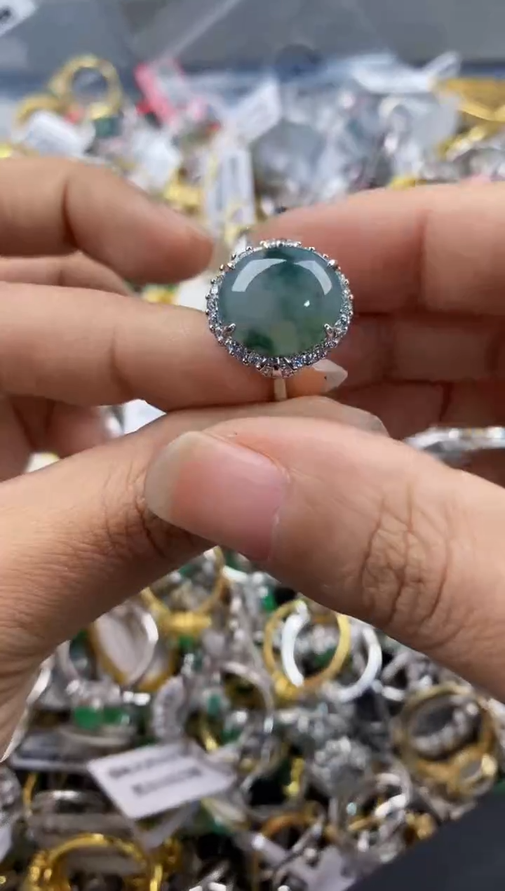 银S925镶嵌戒指翡翠888---1
