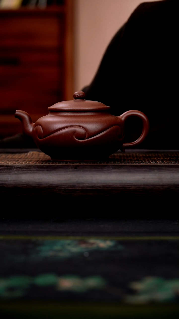 茶壶紫砂老紫泥 行云流水 360cc