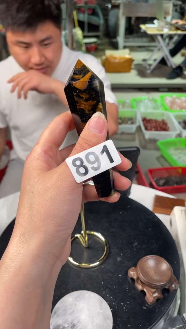 未镶嵌水晶大型摆件（非配饰）虎眼石柱子891
