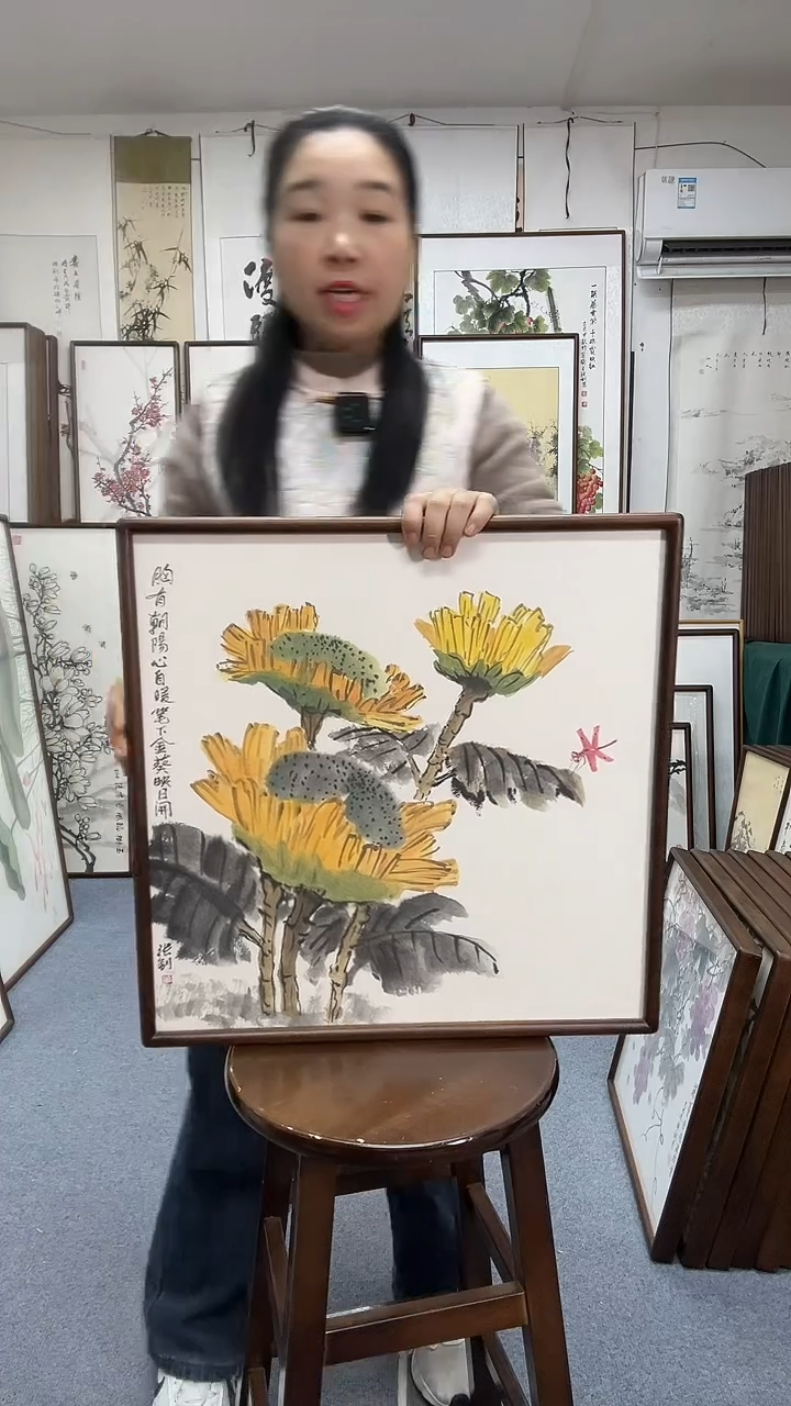 国画尺寸52*52实木画框京东包邮手绘