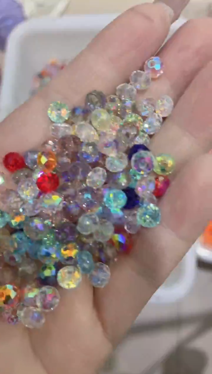 玻璃28173卡6华子扁200颗混色全家福