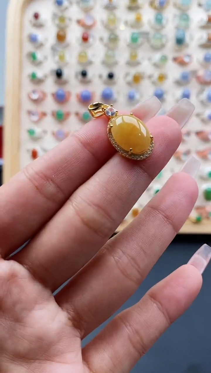 【闪购商品】翡翠颈饰银S925镶嵌缅甸天然A货翡翠333 7+