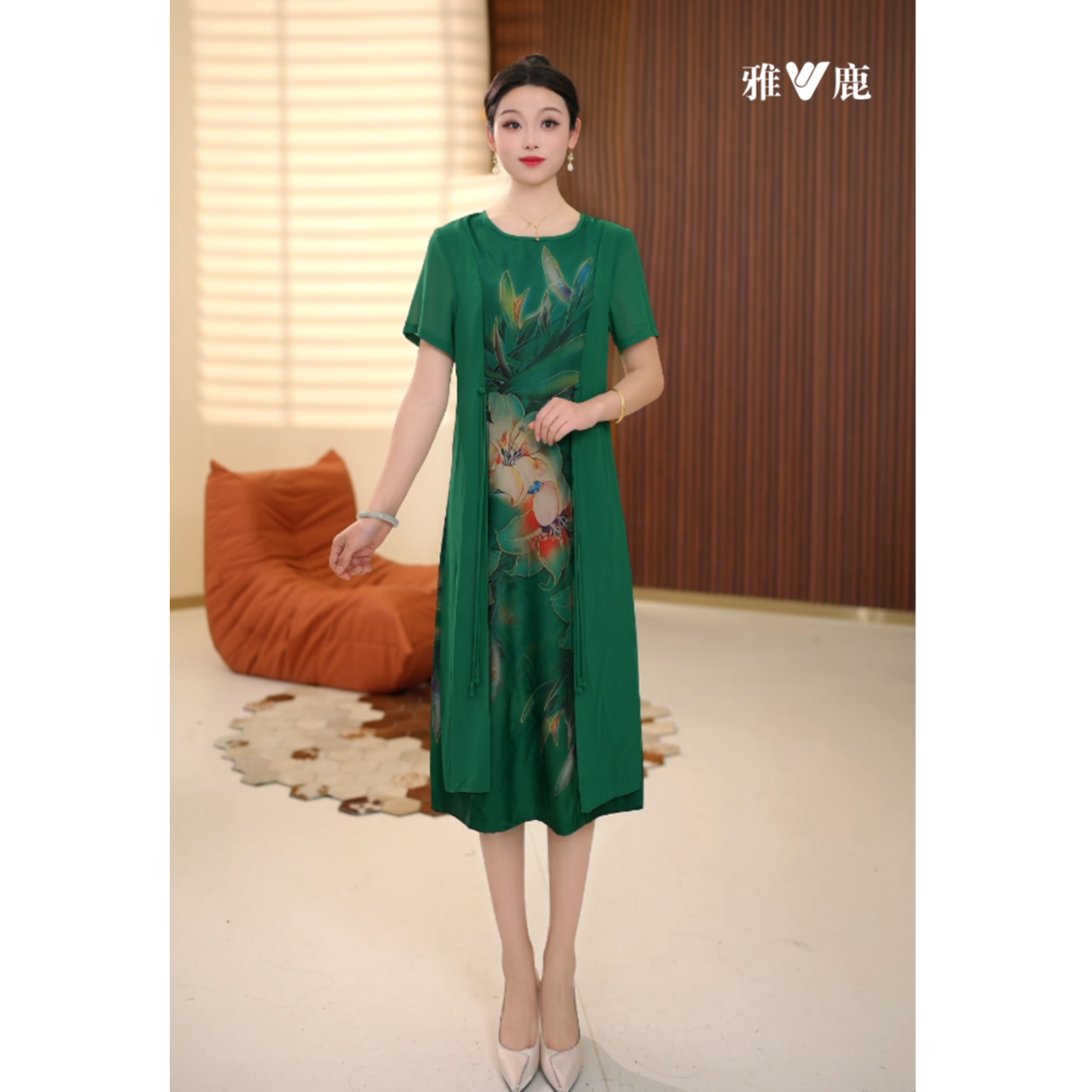 雅鹿时尚春夏中式改良旗袍优雅新款气质连衣裙