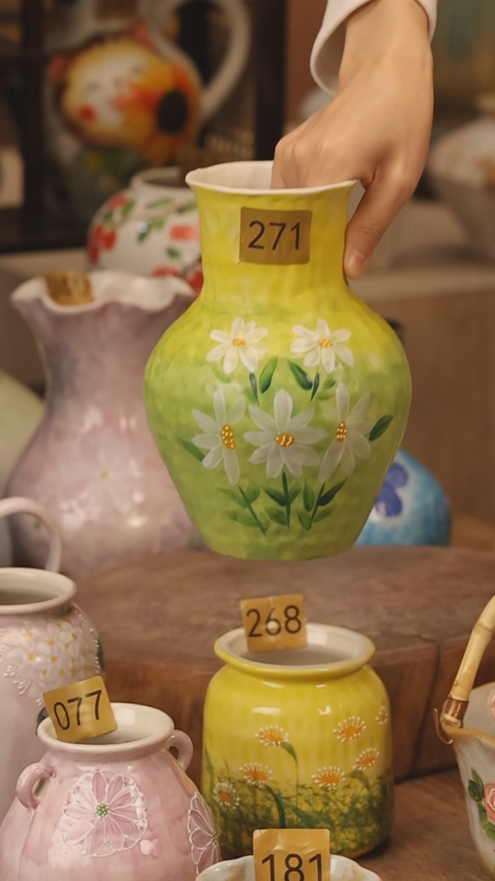 陶瓷景德镇设计师手作花器摆件侘寂风@M271@