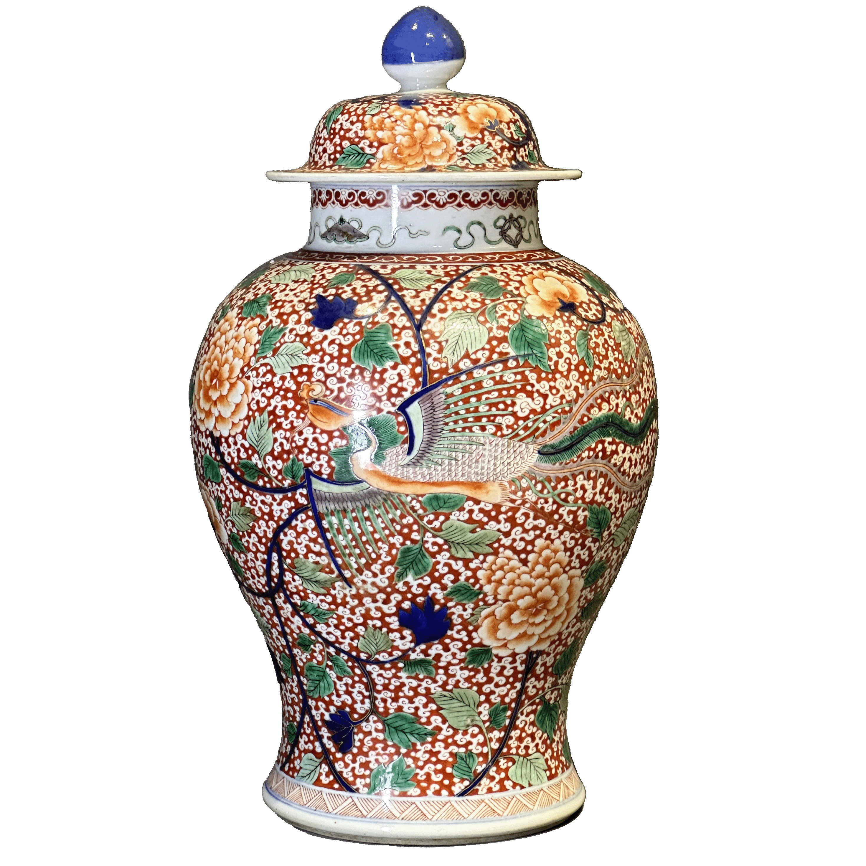 25151983y五彩凤凰牡丹将军罐