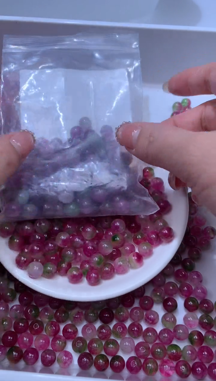 颈饰未镶嵌水晶W1779 西瓜碧玺8MM*25颗