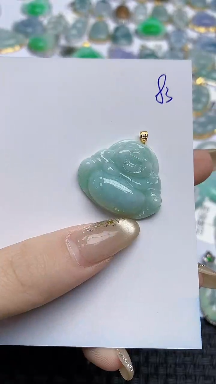 【闪购商品】翡翠颈饰18K金镶嵌天然A货翡翠 83