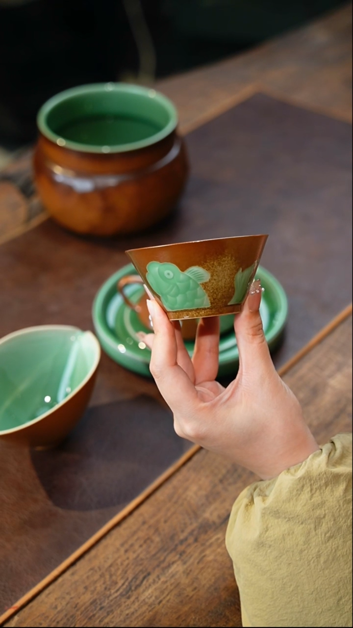 【闪购商品】瓷片廖道剑 金玉满堂 斗笠杯