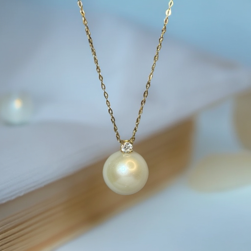 戴妃吊坠-天然淡水珍珠正圆微瑕