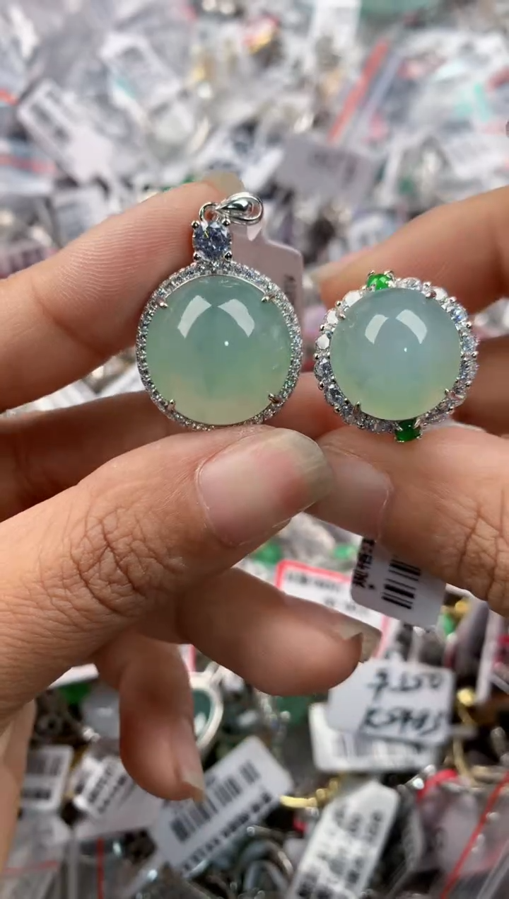 银S925镶嵌戒指翡翠444      1