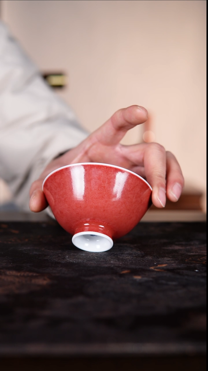 杯子白泥豇豆红陶瓷纯手工