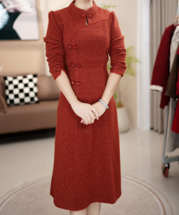 F1033 时尚新款新中式女装爆款连衣裙