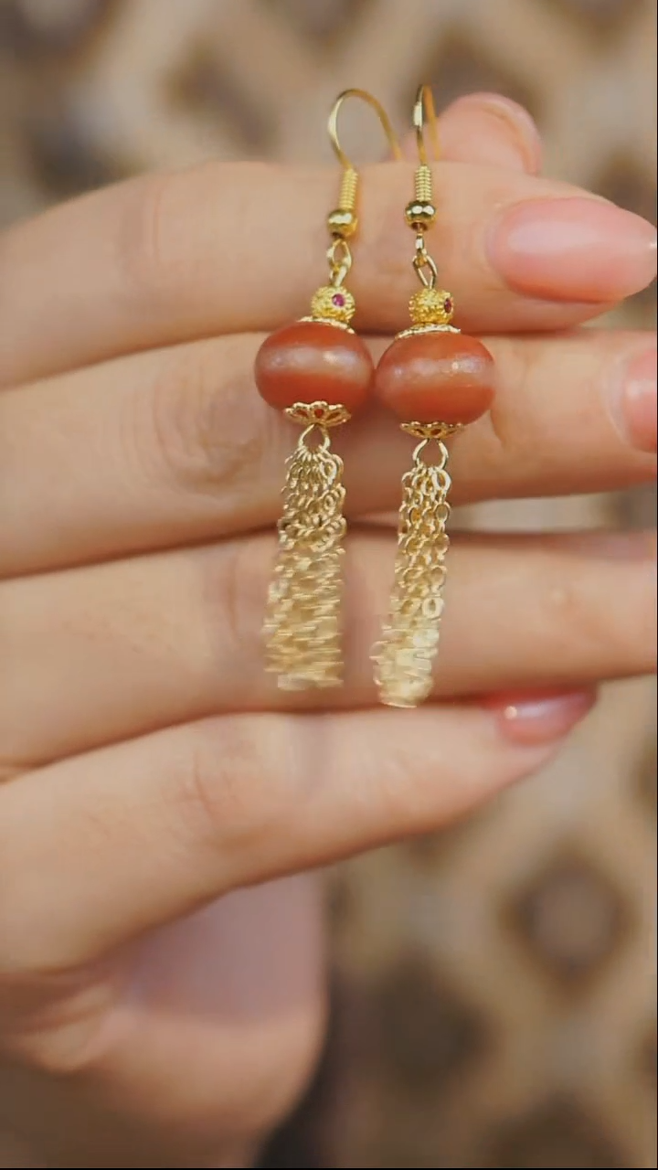 【闪购商品】玛瑙/玉髓耳环未镶嵌多样性发其一