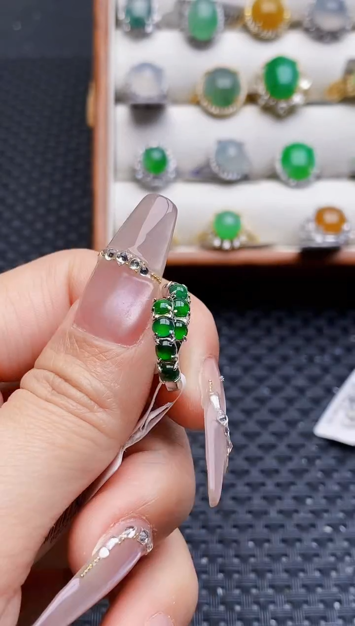 银S925镶嵌戒指翡翠8588