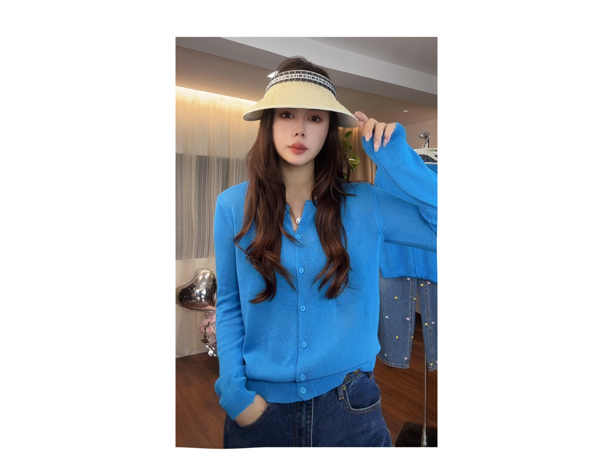 新款“轻氧瓦蓝”针织衫878#P02567新款失序混搭风时髦上衣