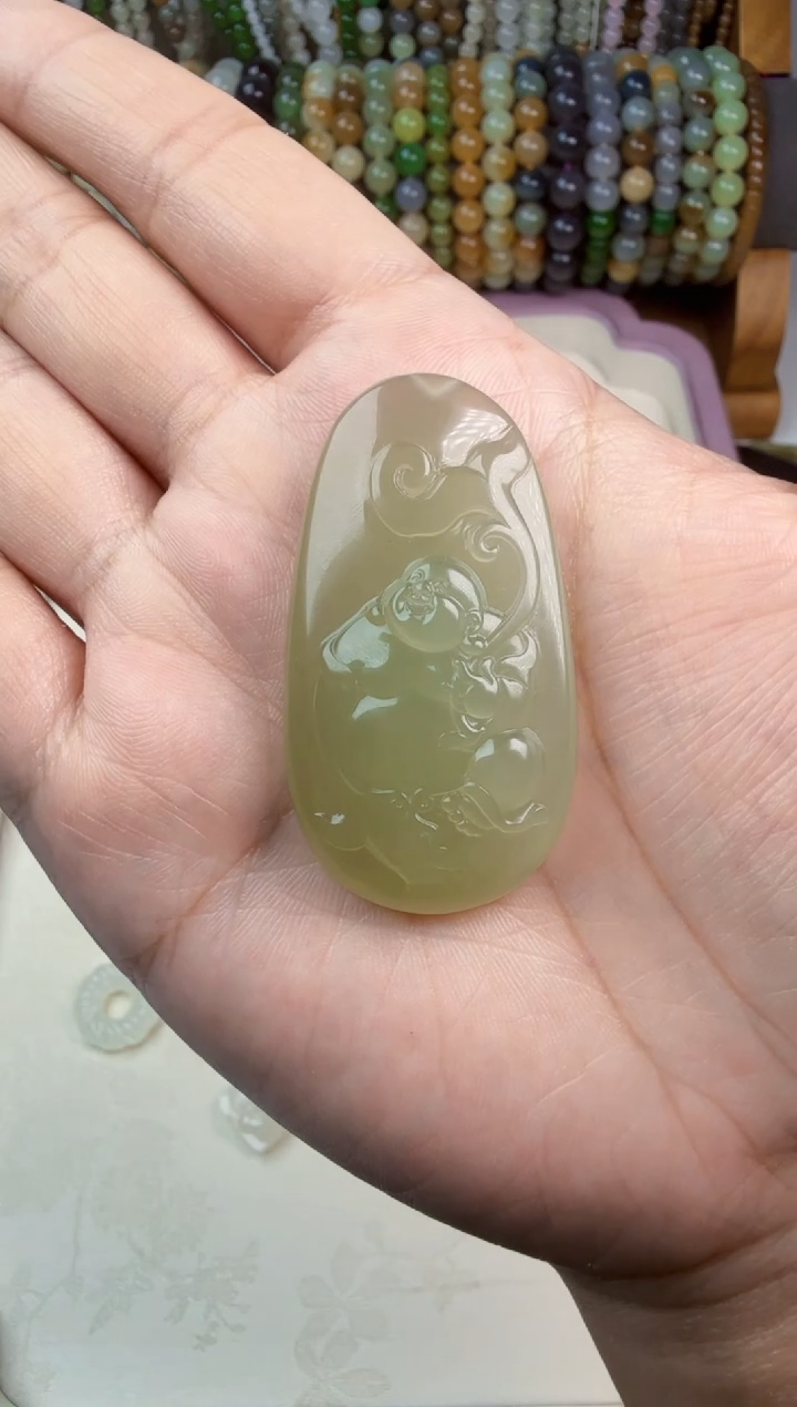 颈饰未镶嵌和田玉Z****香弥勒佛吊坠