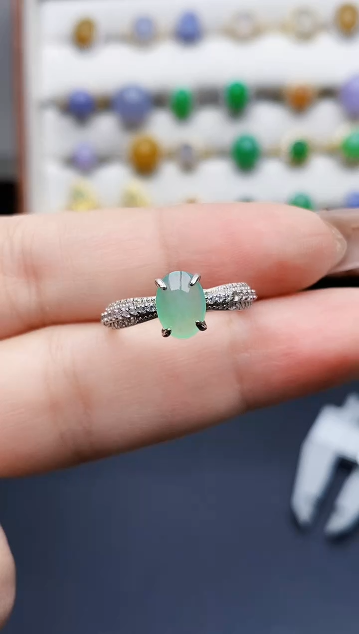 银S925镶嵌戒指翡翠3113