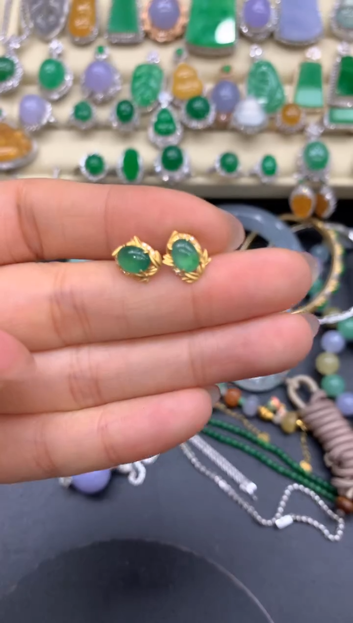 【闪购商品】翡翠耳饰18K金镶嵌279-中国好珍宝