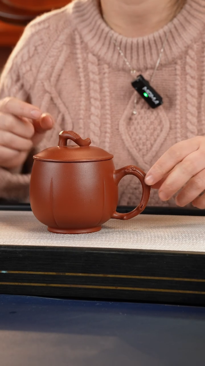 【闪购商品】紫砂茶杯宜兴原矿紫砂朱泥花器盖杯