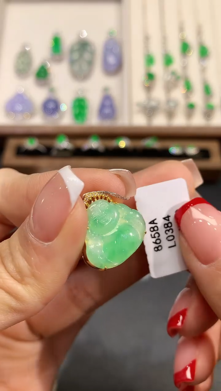 【闪购商品】翡翠18K金镶嵌吊坠(不含链)L0384