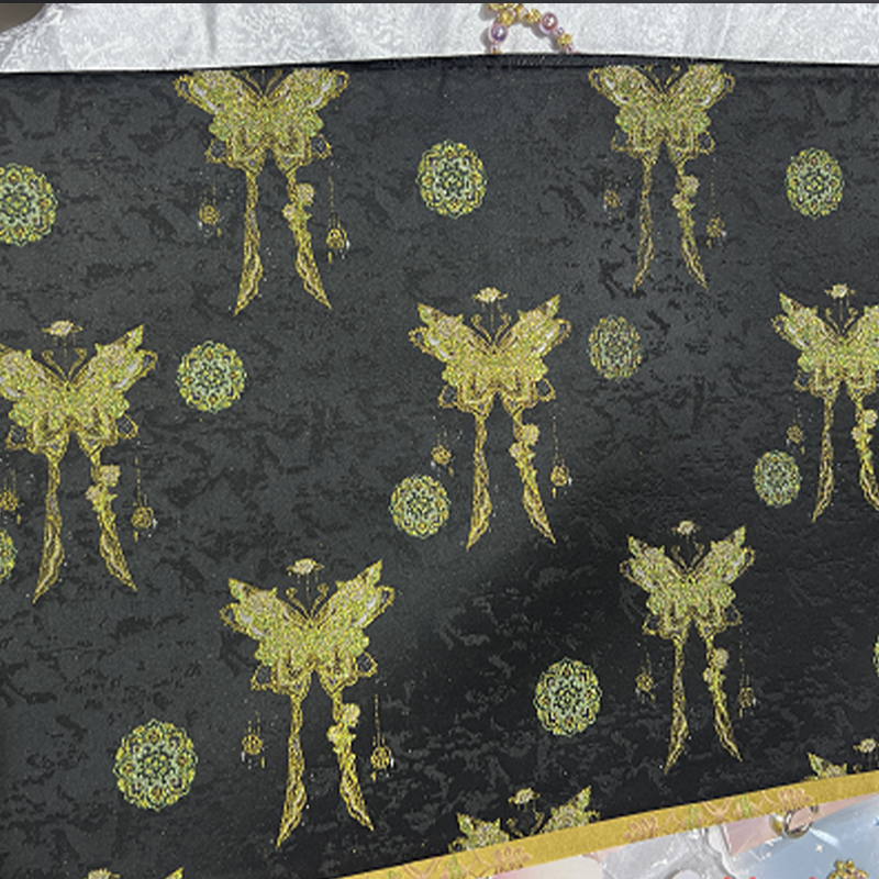 阿茶  黑色蝴蝶茶席55*35零配（茶席0823）