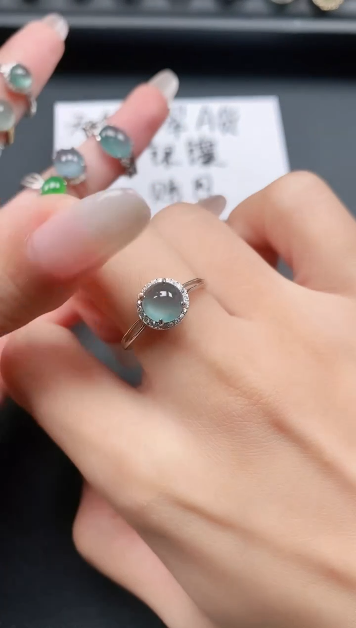 翡翠戒指银S925镶嵌111