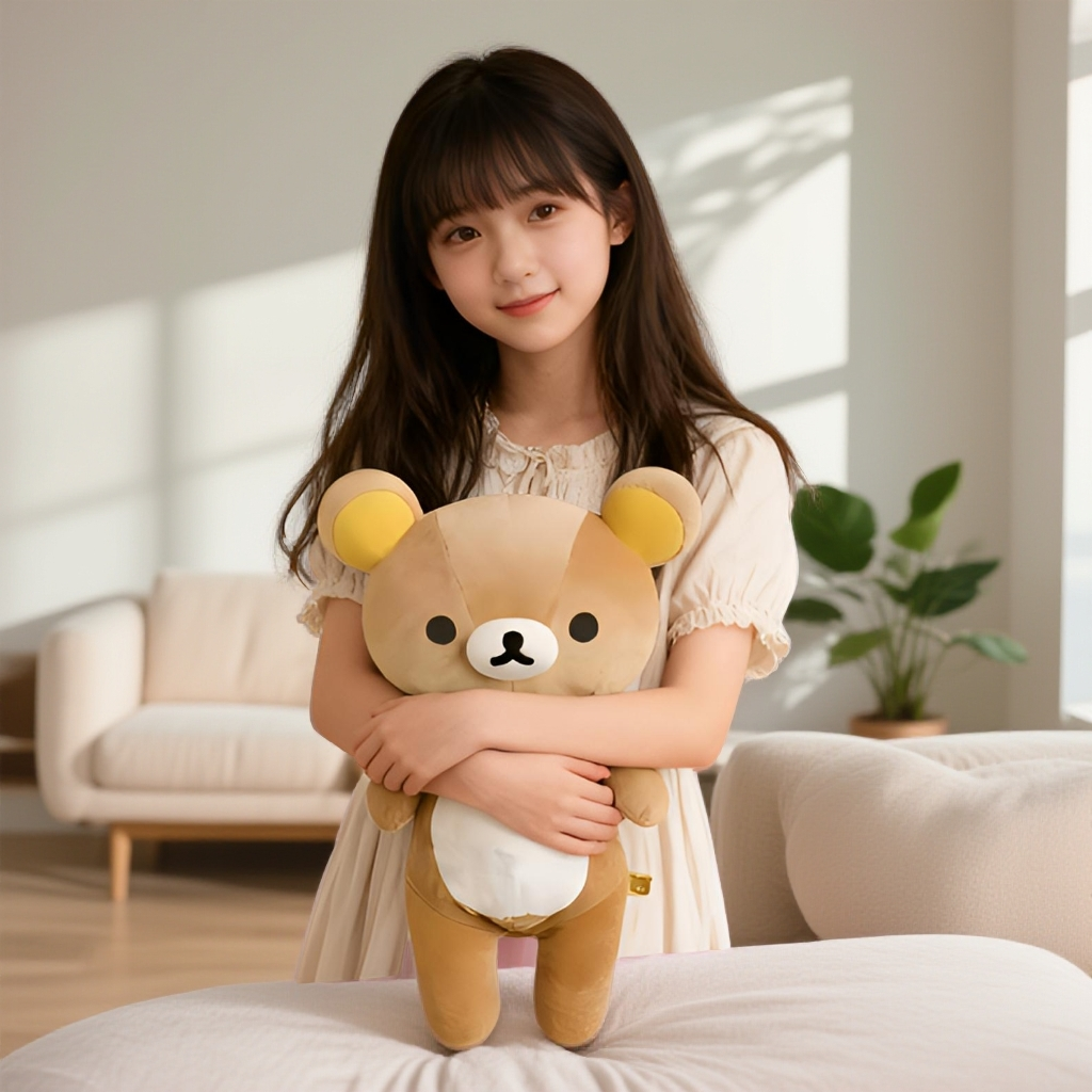 日本San-x轻松熊玩M码40厘米偶可爱小熊公仔毛绒玩具睡觉抱枕