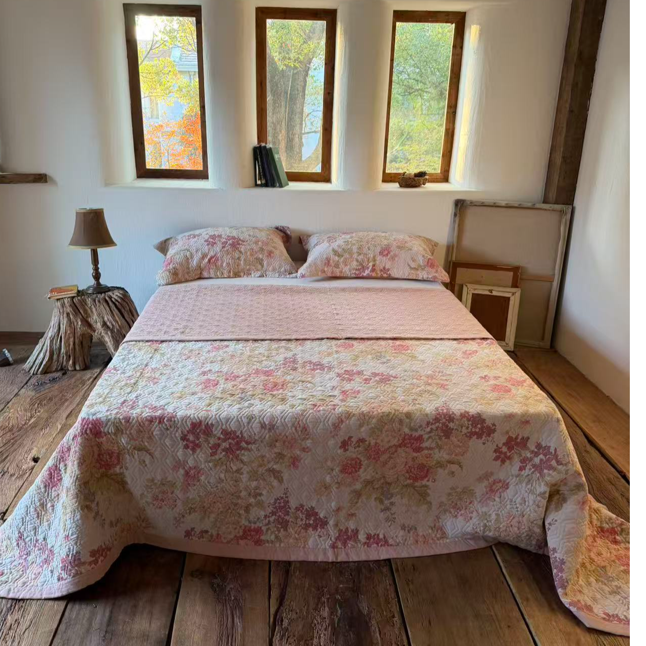 【拒霜思-床盖】超柔绉纱亚麻系列 加厚保暖轻奢四层床盖三件套