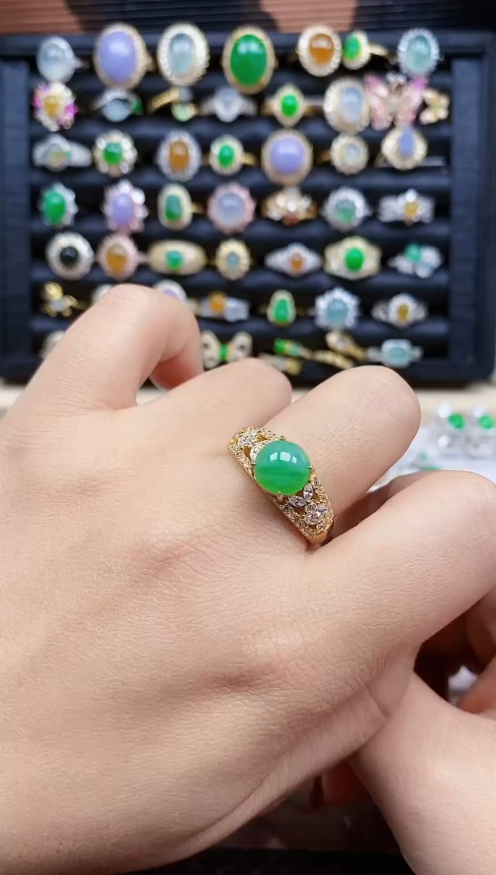 银S925镶嵌戒指翡翠443