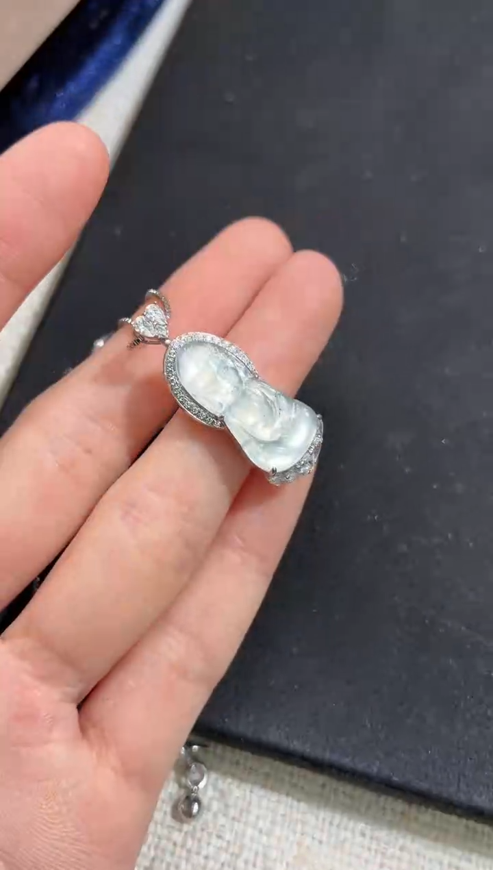 吊坠(不含链)银S925镶嵌翡翠吊坠